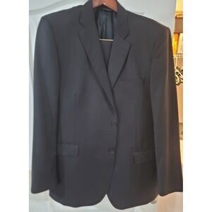 Ermenegildo Zegna Men's Black Shadow Stripe 2 Button Wool Silk Suit Size 46 Long